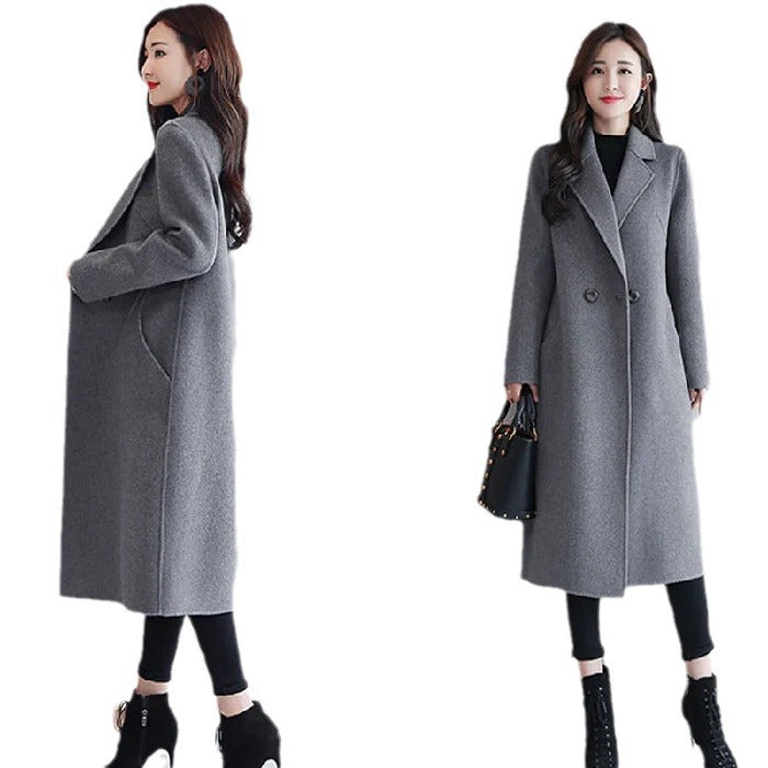New Woolen Coat Women's New Autumn and Winter Medium and Long Large Size Woolen Loose Coat Trend