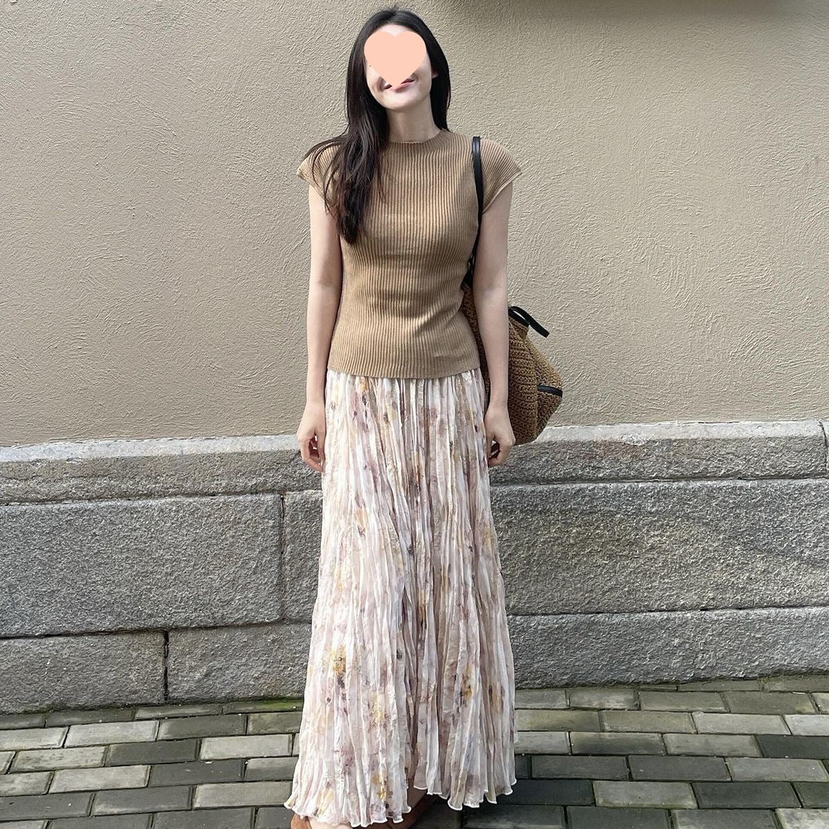 Floral Skirt Set Women’s Knitted Top & Midi Skirt Summer Outfit Two-piece