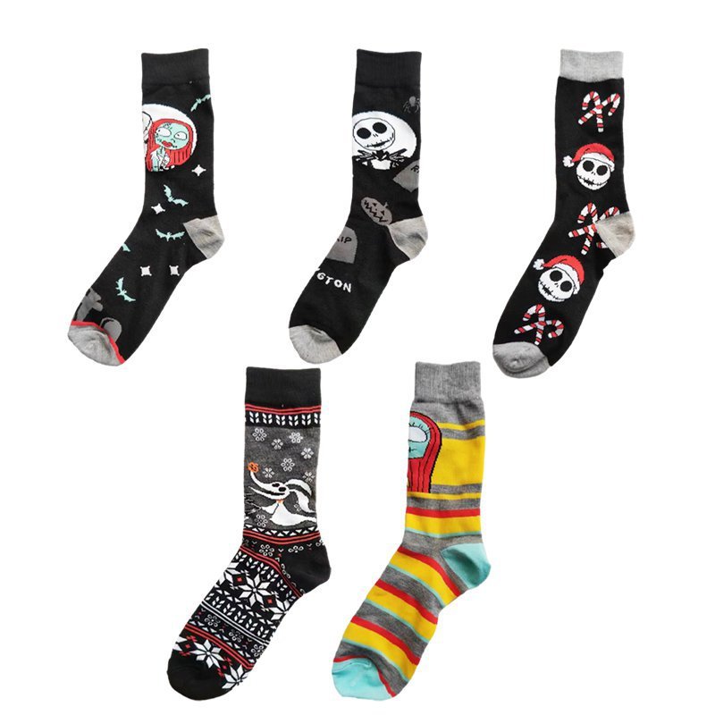 Men's Wholesale Cotton Socks Large Size Cotton Animation Four Seasons Manufacturers Casual Halloween Beautiful Women Socks-5PRS