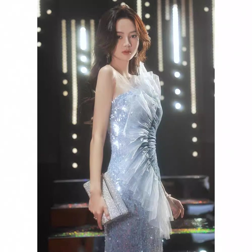 Evening dress female new design sense niche annual meeting host fishtail catwalk solo performance high-end sense female