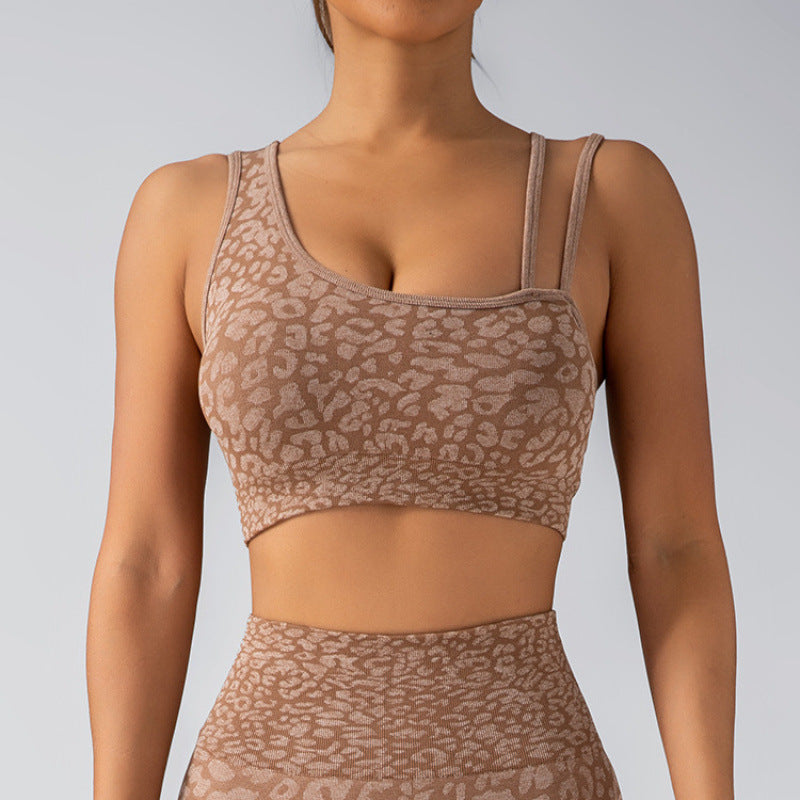 Leopard Print Sports Vest Set｜High-Waist Hip Shaper Yoga Pants｜Open Back Sports Bra｜Gym to Street Athleisure