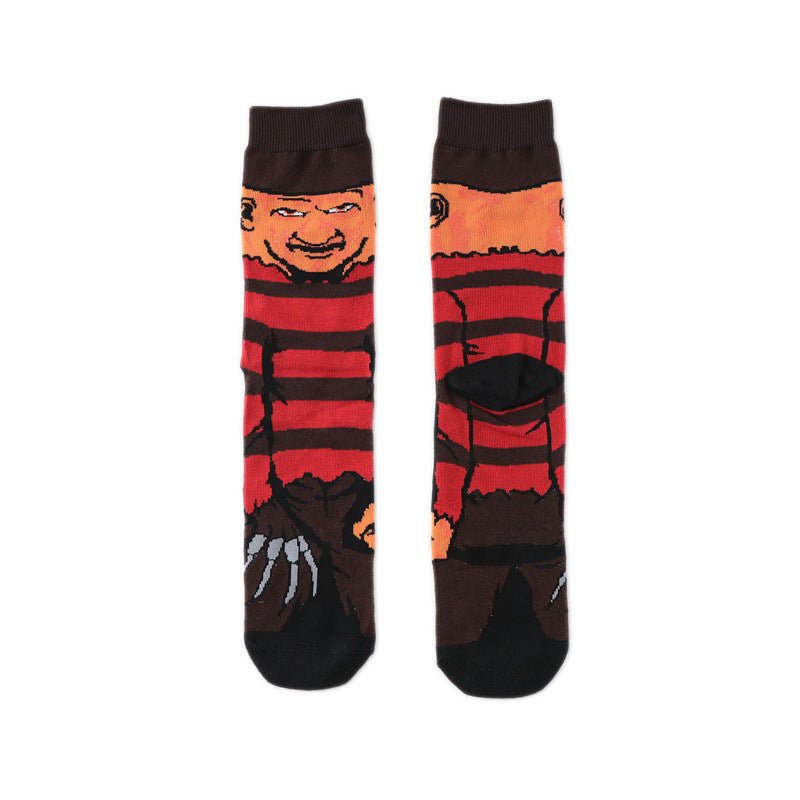New Male Clown Medium Tube Cartoon Men's Socks Female Animation Socks Personalized Trend Skateboard Socks-5PRS