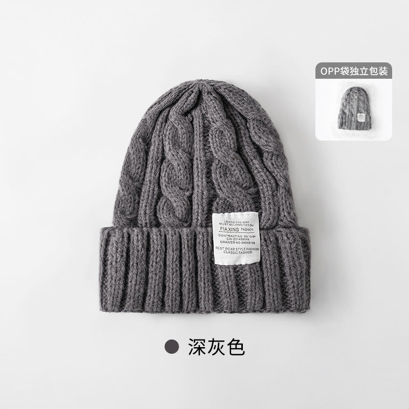 Solid Color Twist Female Autumn and Winter Student Warm Ear Protection Knitted Hat Couple Versatile Cold Hat
