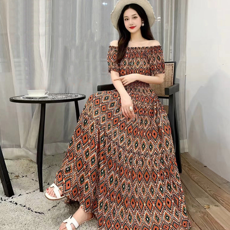 Prairie Dream Dress: Tiered Cotton Maxi - Cold Shoulder & Smocked Waist