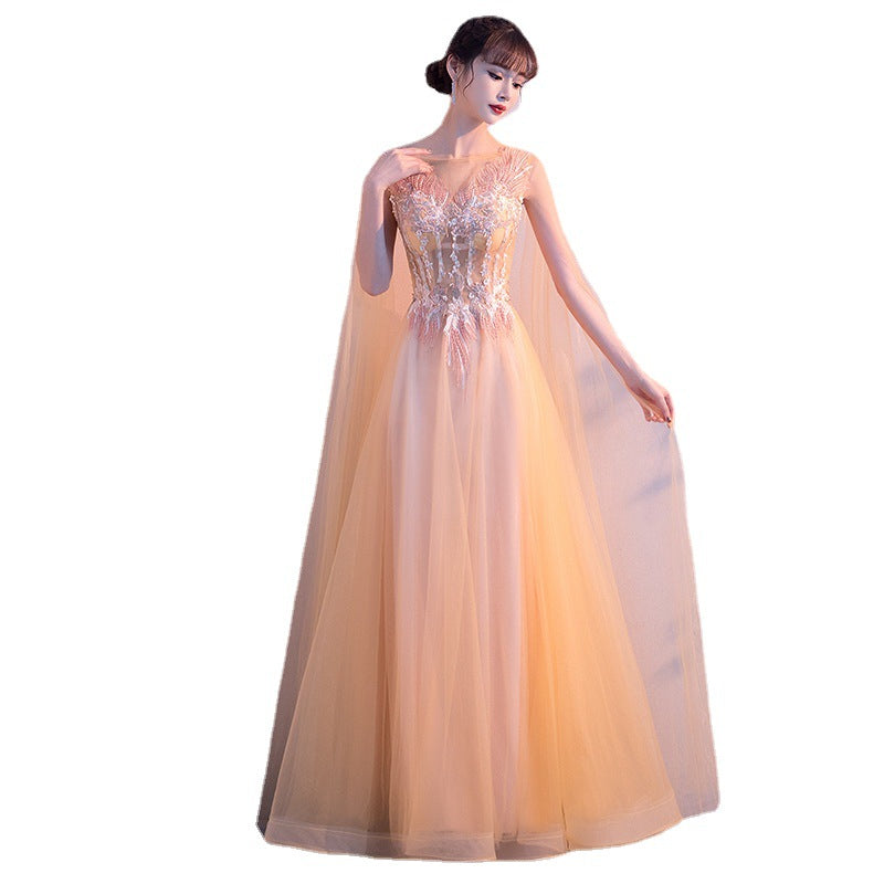 Evening Dress Female New Banquet Temperament Long Fairy Solo Chorus Performance Aura Queen