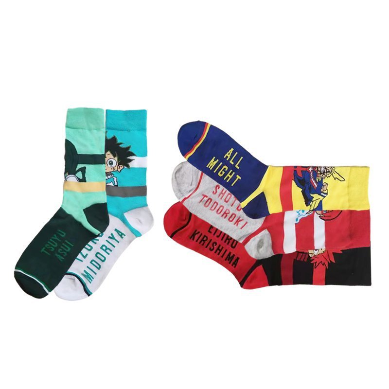 Men's Medium Tube Wholesale Four Seasons Animation Men's Socks Hero College Women Ins Cotton Casual Socks-5PRS