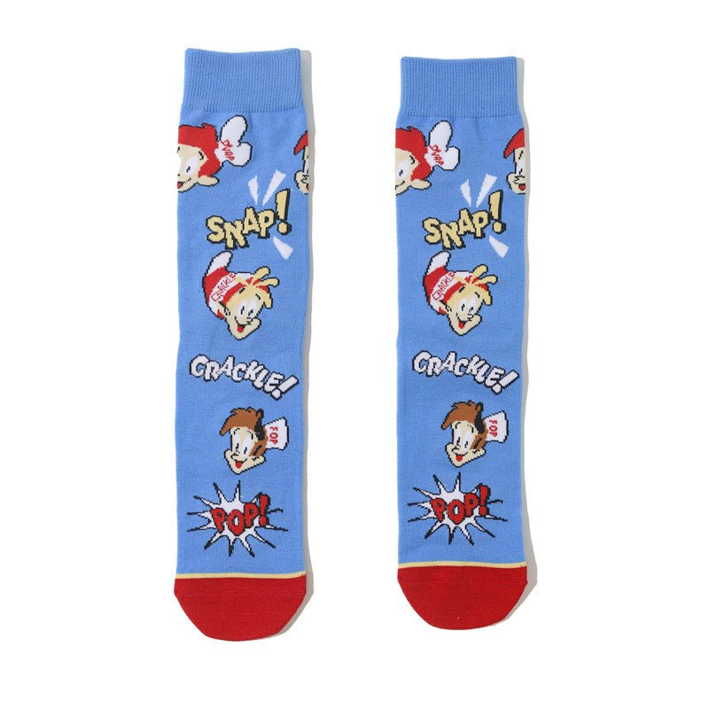 Male Parasite Cartoon Tide Socks Women's Medium Tube Men's Sponge Socks Long Tube Cotton Animation Socks-5PRS