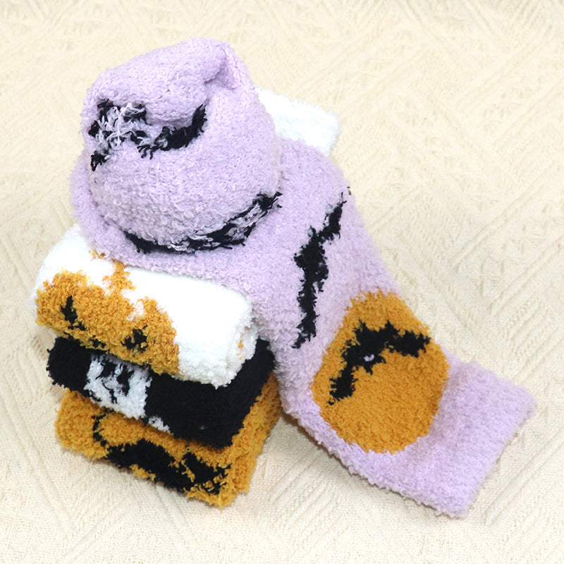 Glow Halloween Socks: Unisex Coral Fleece Non-Slip Sleep & Lounge Warmers-5PRS