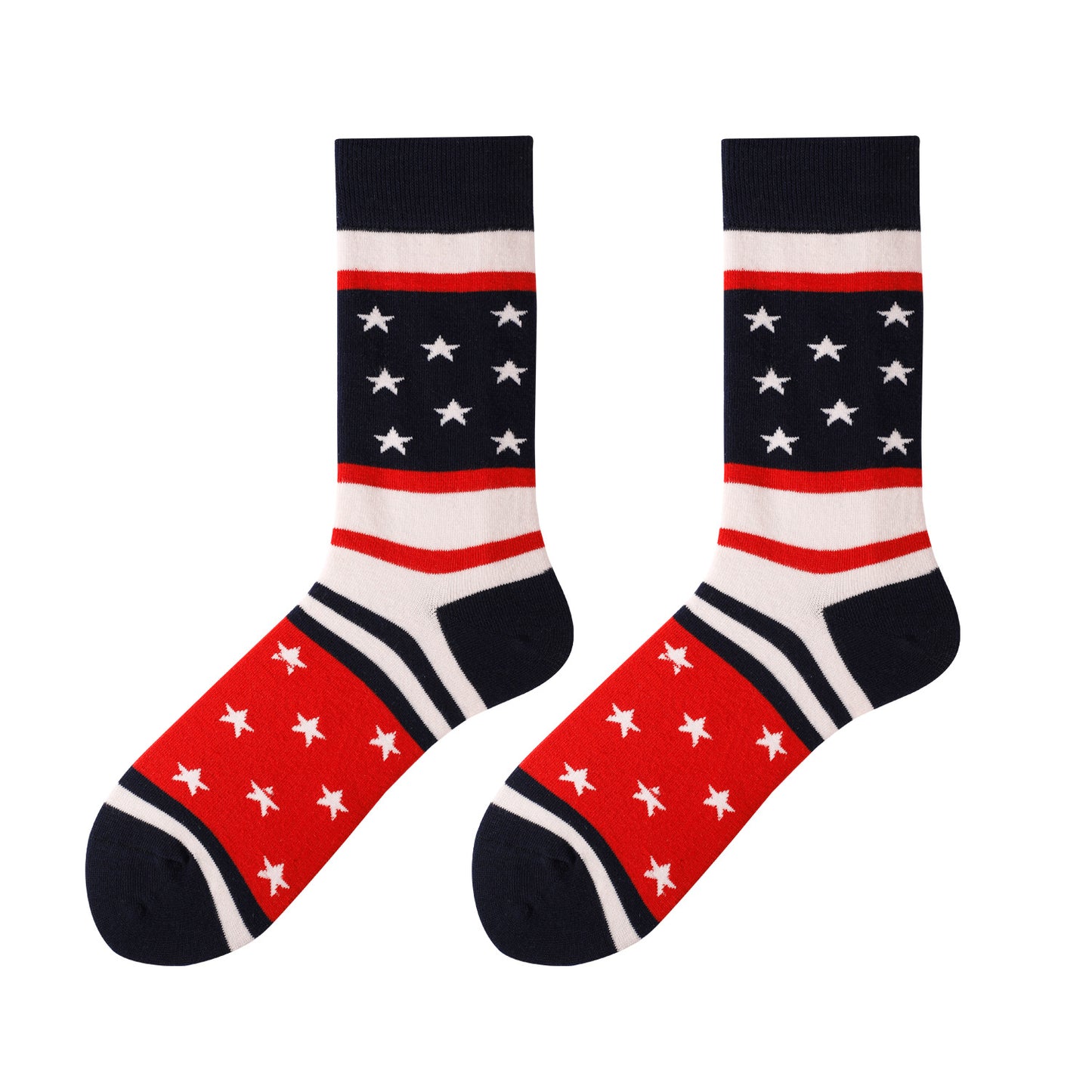 National Flag Veterans Day Explosion Plus Size Sweat-absorbing Women's Striped Cotton Socks Medium Tube Socks Men