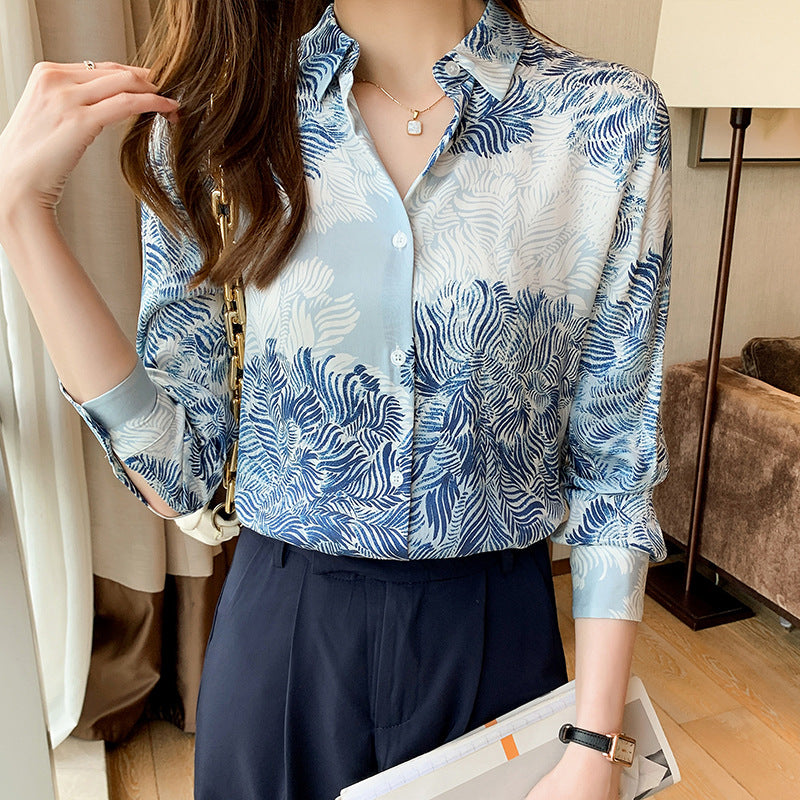 Summer 2024 Viral Tropical Print Lapel Blouse: Breathable Workleisure Shirt for Women | Office-to-Outing Versatile Style