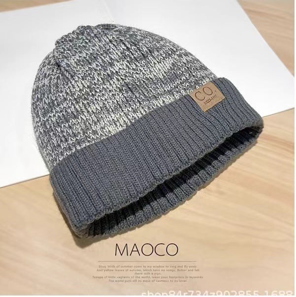 Men's Autumn and Winter Trendy Warm Knitted Hat Velvet Ear Protector Wool Women's Headgear Hat-3PCS
