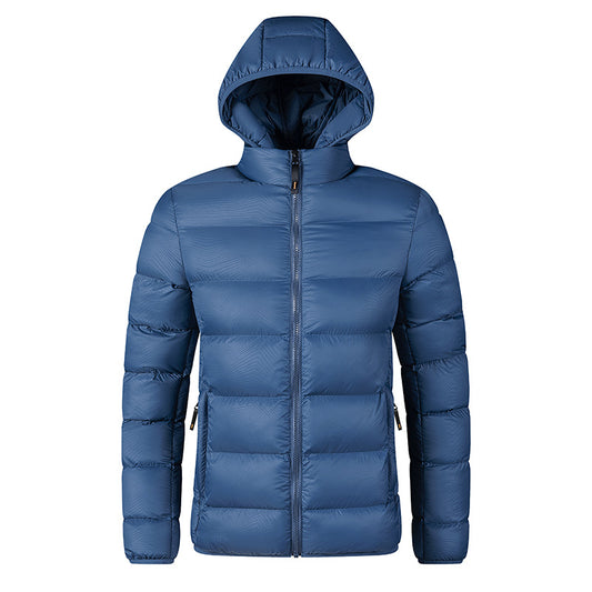 Men's Cotton-padded Clothes Are Simple and Casual, Light and Thin Men's Clothing, Solid-color Hooded Jacket, and Men's Short Cotton-padded Clothes.