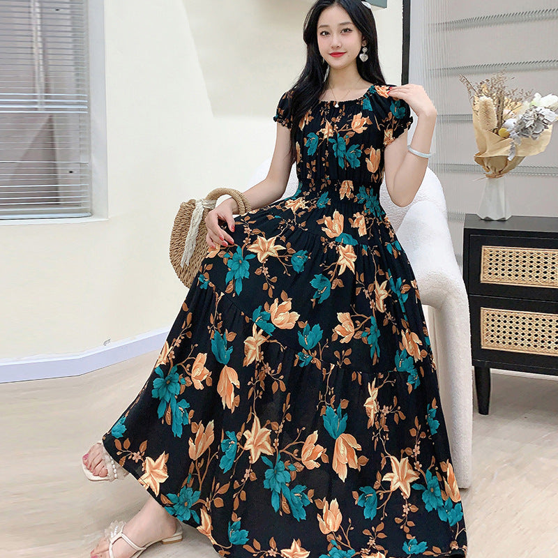 Prairie Dream Dress: Tiered Cotton Maxi - Cold Shoulder & Smocked Waist
