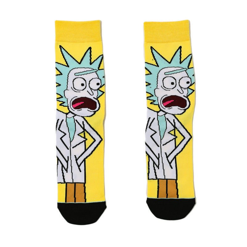 Men's Cotton Socks and Women's Animation Medium Tube Men's Socks Wholesale Medium Tube Couple Socks-5prs