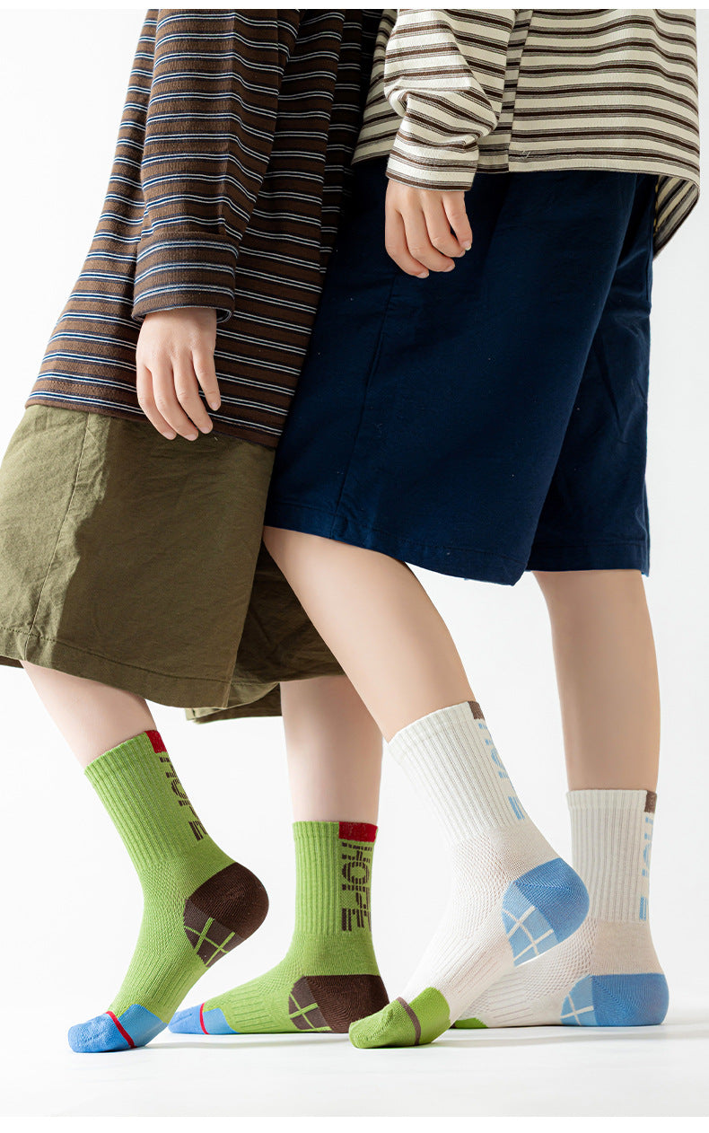 Boys Sports Socks Spring Summer Boys Boneless Breathable Mesh Socks Middle School Older Boys Student Medium Cotton Socks