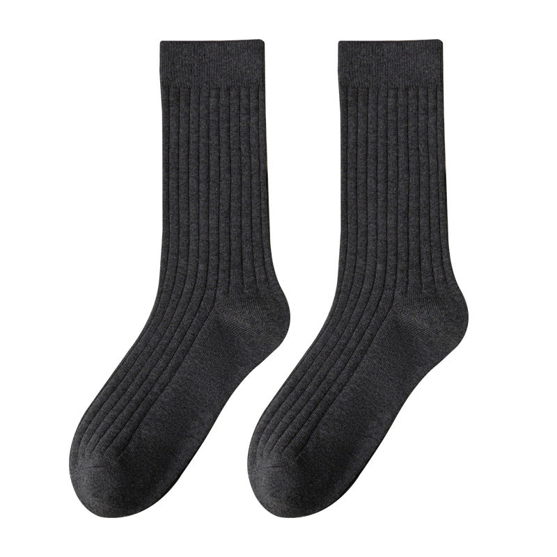 Men's Pure Cotton Business Socks, Mid-Calf, Spring/Summer Thin Double-Needle 100% Cotton, Odor-Resistant Summer Cotton Socks