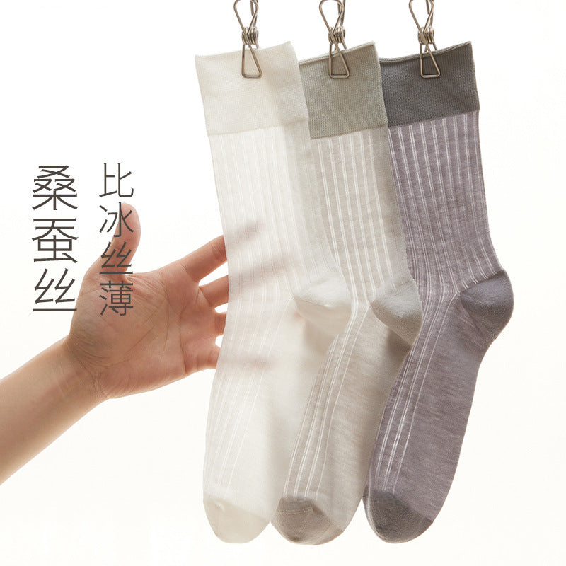 Men's Medium Tube Socks Summer Ultra-thin Antibacterial, Deodorant, Breathable, Sweat-absorbing and Boneless Men's Stockings