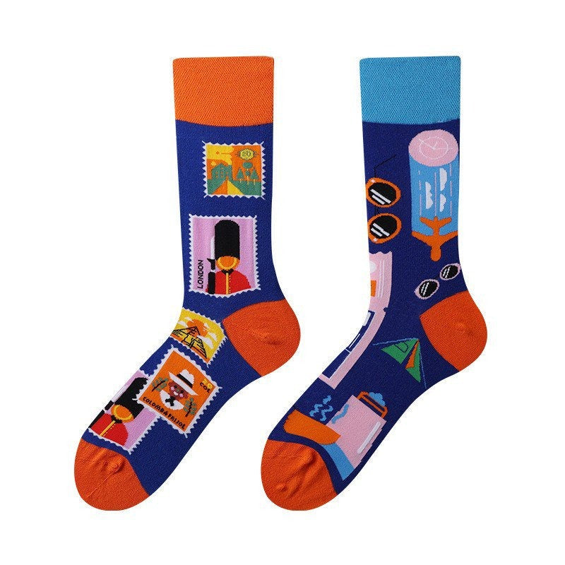 New Four Seasons Men's and Women's AB Original Design Asymmetrical Tide Socks Mandarin Duck Socks Street Tide Socks Cross-border