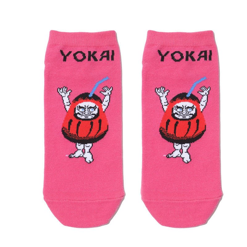 Male Japanese Monster Animation Socks Female Cotton Monster Story Sock Cartoon Personality Trend Boat Socks-5PRS