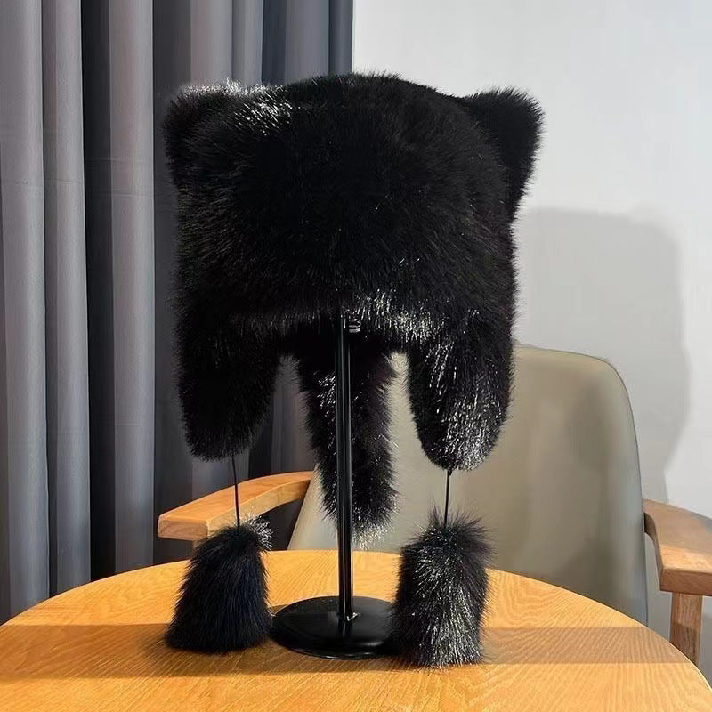 Environmentally Friendly Hair Imitation Fox Hair Raccoon Thickened Warm Princess Fashionable Ear Protection Hat
