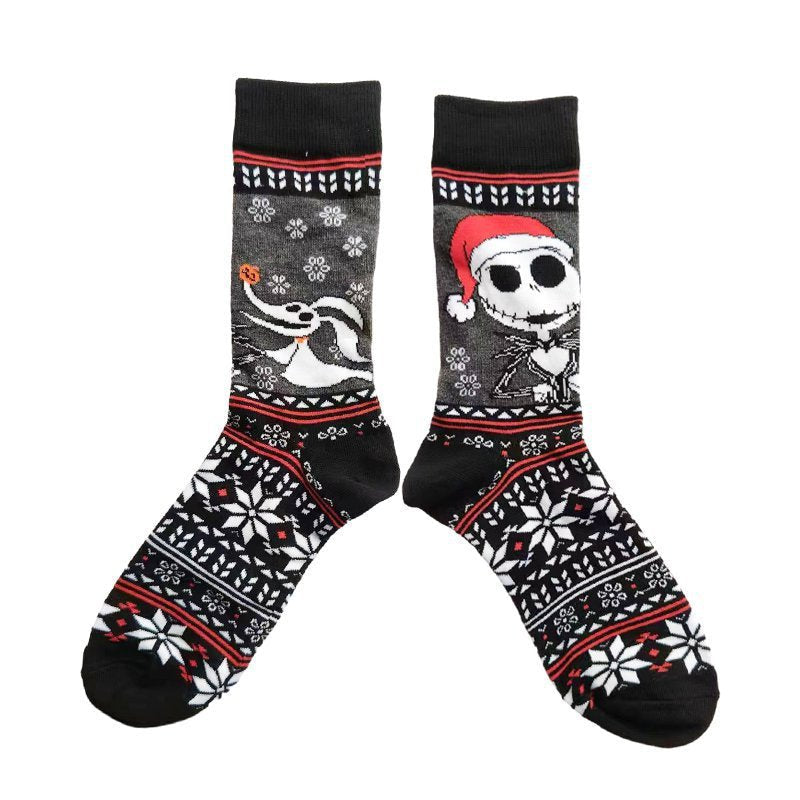 Men's Wholesale Cotton Socks Large Size Cotton Animation Four Seasons Manufacturers Casual Halloween Beautiful Women Socks-5PRS