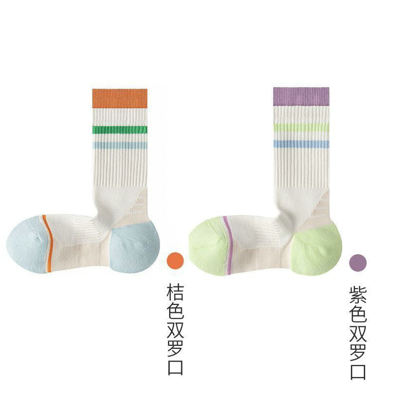 Professional Sports Socks Women's Medium Tube Socks Spring and Autumn Stockings Running Cycling Tennis Outdoor Autumn and Winter Towel Bottom Socks Women