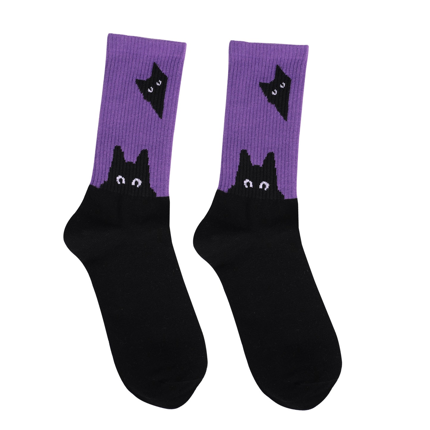 Casual Socks Hot Flashes Cat and Dog Rainbow Large Size Cotton Socks Women's Socks Casual Pure Cotton Women's Medium Tube Socks