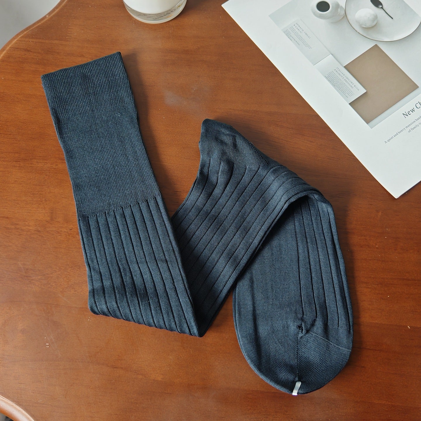 Men's Business Socks Silk Cotton Men's Socks Gentlemen Socks Boneless Pit Strip Double Needle and Knee Socks
