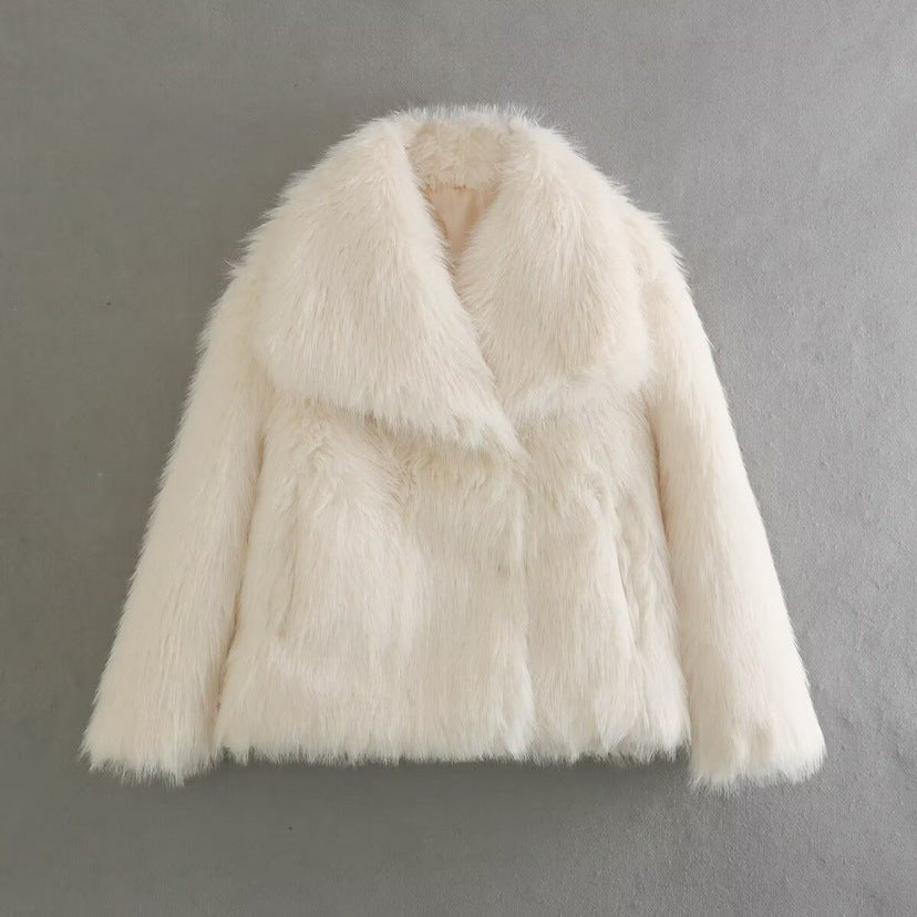 Fur Large Lapel Artificial Fur Jacket Short Fashion Fox Fur Jacket Fluffy Plush Women's Clothing