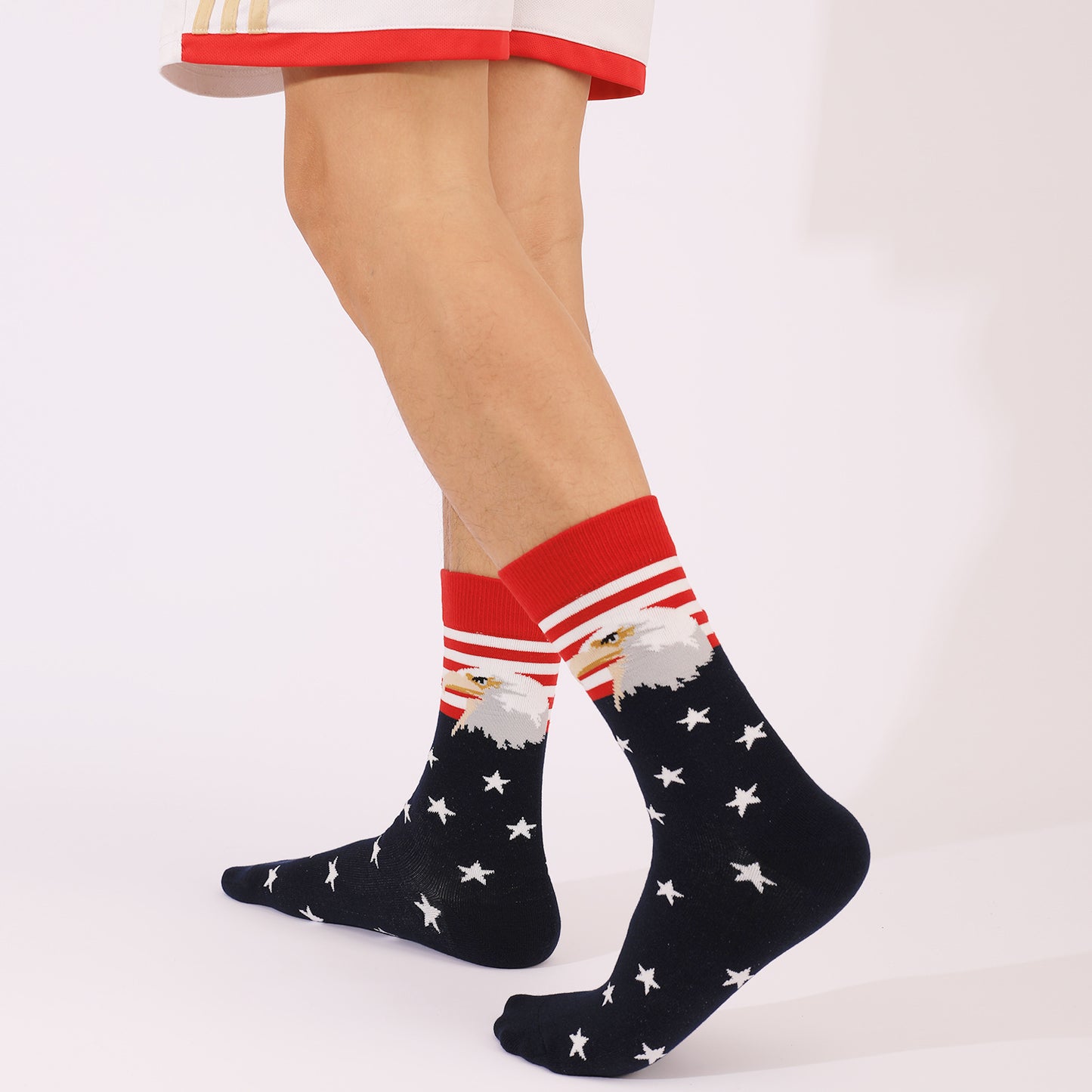 National Flag Veterans Day Explosion Plus Size Sweat-absorbing Women's Striped Cotton Socks Medium Tube Socks Men