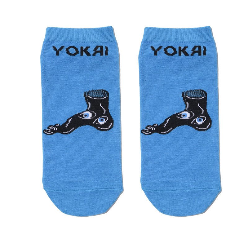 Male Japanese Monster Animation Socks Female Cotton Monster Story Sock Cartoon Personality Trend Boat Socks-5PRS