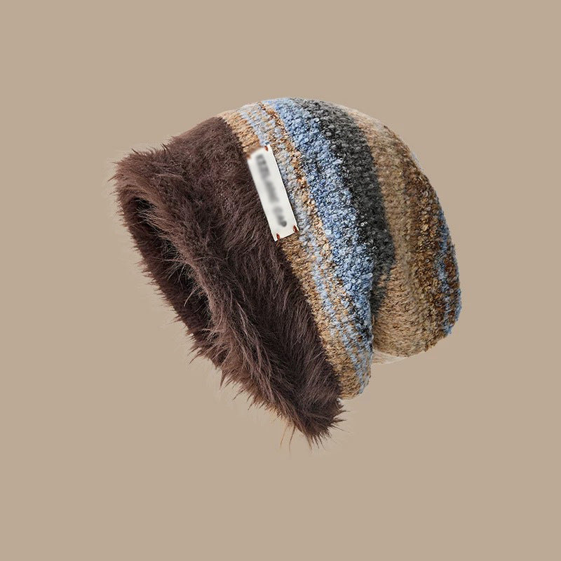Maillard Pile Hat Children Winter Big Head Circumference Showing Face Small Wool Hat Warm Confinement Bag Head Knitted Cold Hat