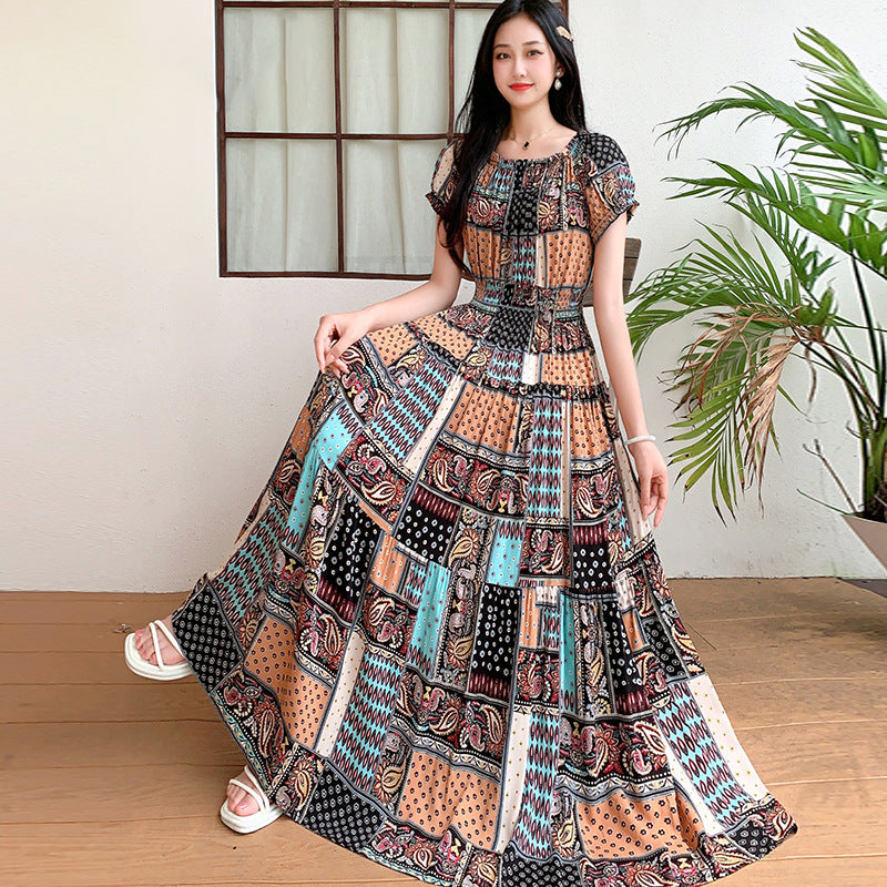Prairie Dream Dress: Tiered Cotton Maxi - Cold Shoulder & Smocked Waist