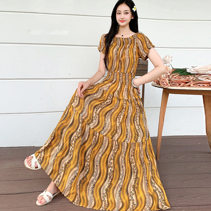 Prairie Dream Dress: Tiered Cotton Maxi - Cold Shoulder & Smocked Waist