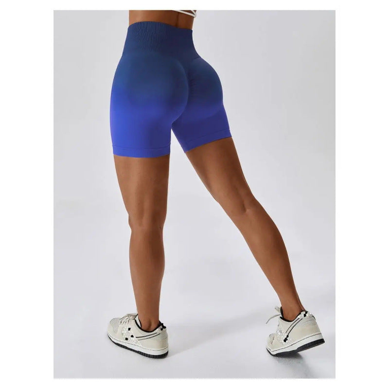 Seamless Yoga Pants Set | Peach Nude Gradual Change Booty Lift | 4-Way Stretch Sports Shorts | Eco-Friendly 3D Knit