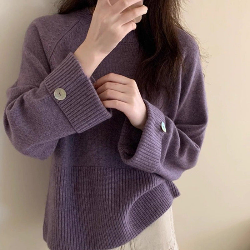 Loose Soft Waxy Comfortable and Thin Pullover Sweater Women's Lazy Style Long-sleeved Outer Wear Knitted Sweater