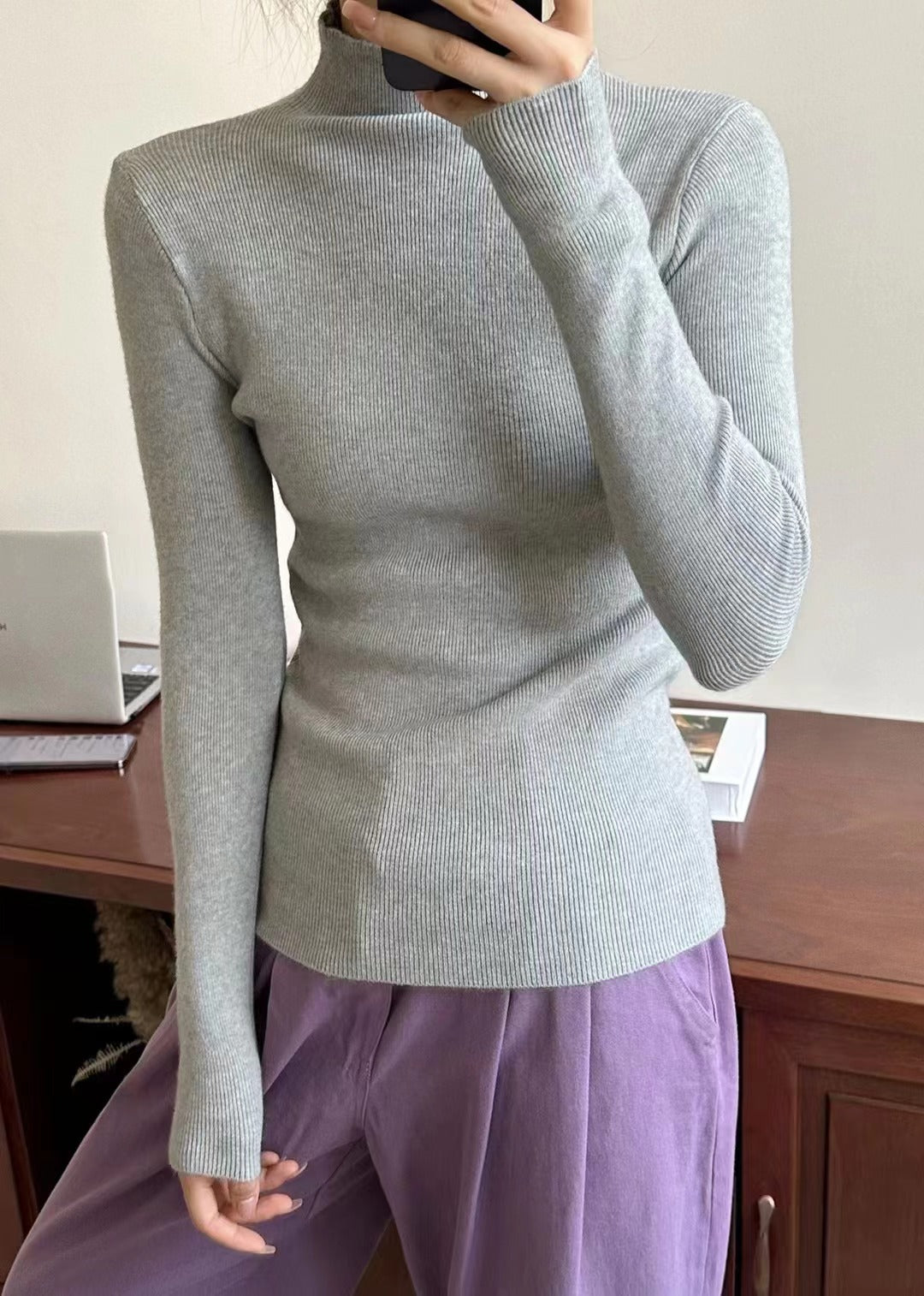 Half Turtleneck Candy-colored Sweater for Women's New Simple Slim-fitting Knitted Sweater
