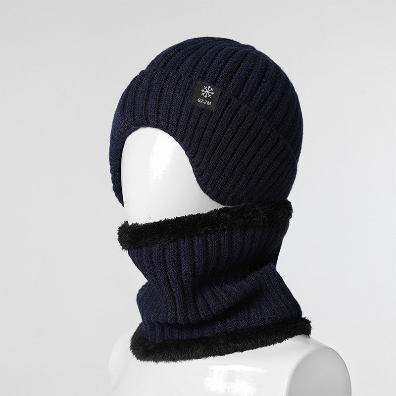Hat Men's Winter Warm Wool Hat Thickened Ear Protector Winter Autumn and Winter Knitted Hat Men's Winter