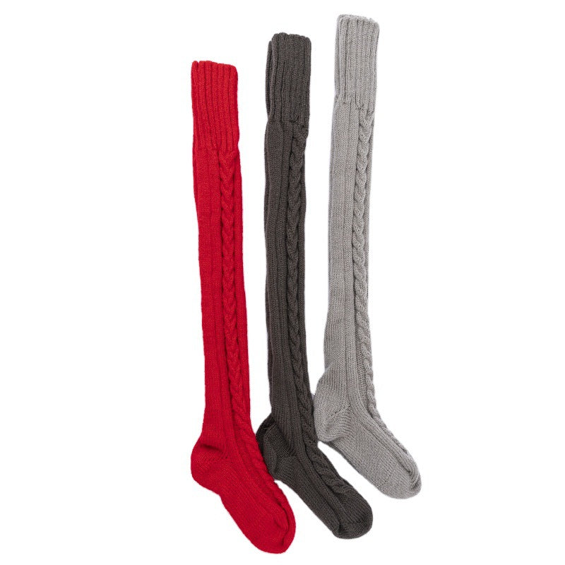 Mohair Long Tube Knee Stacking Socks Women, Cross-border Long Tube Extended Knitted Wool Socks Women