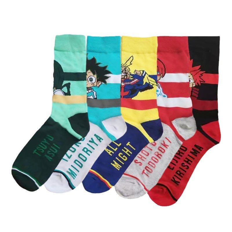 Men's Medium Tube Wholesale Four Seasons Animation Men's Socks Hero College Women Ins Cotton Casual Socks-5PRS
