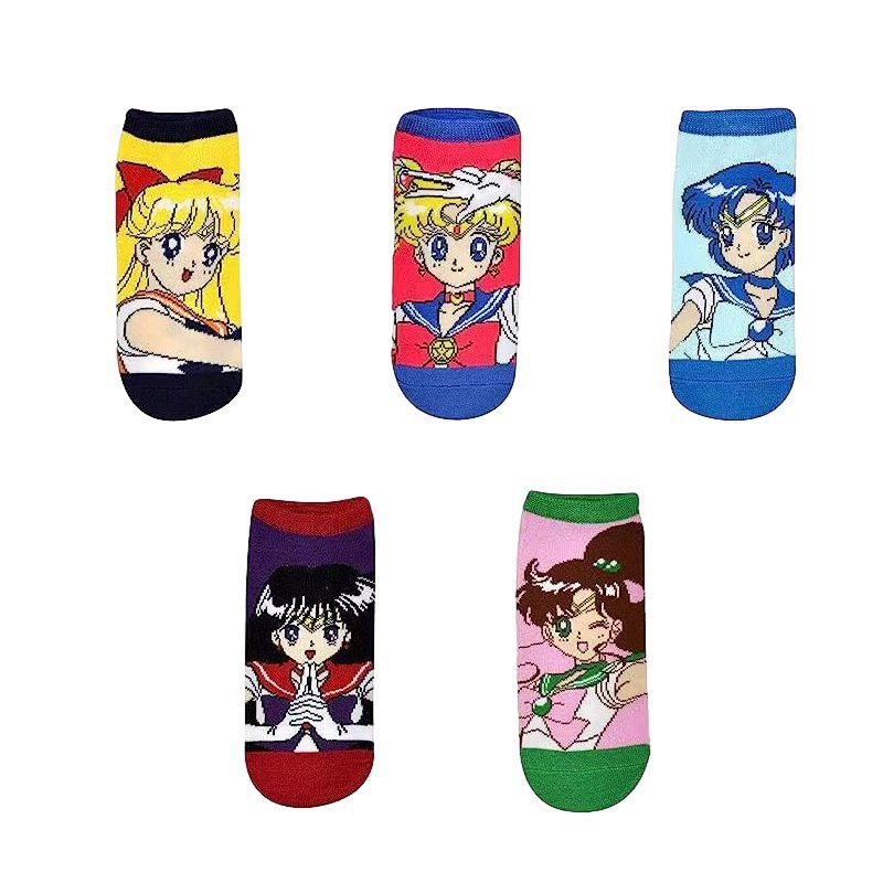 Four Seasons Sailor Moon Tide Socks Short Socks Cotton Cute Ladies Cotton Socks Boat Socks-5PRS