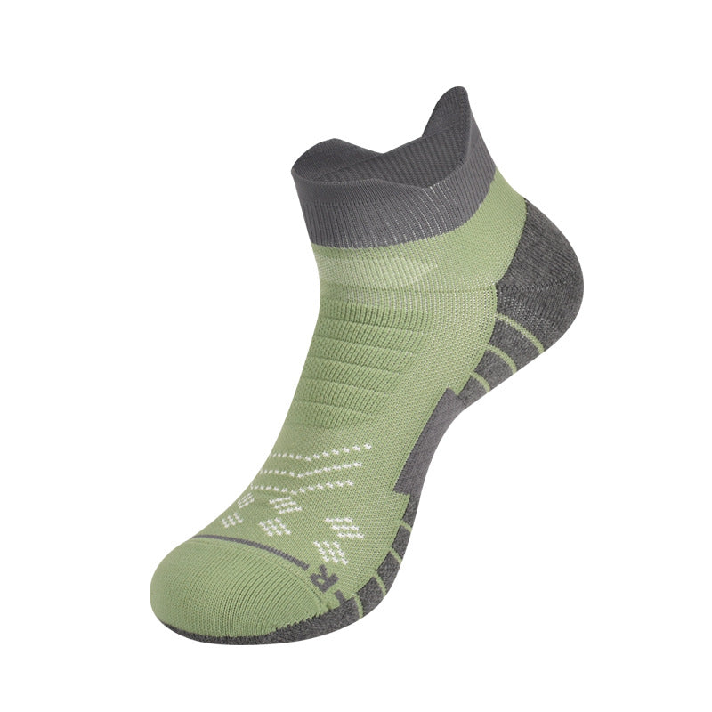 Socks Men's Summer COOLMAX Running Socks Antibacterial Sweat-absorbing Non-slip Breathable Short Tube Pressure Socks Towel Bottom Sports Socks