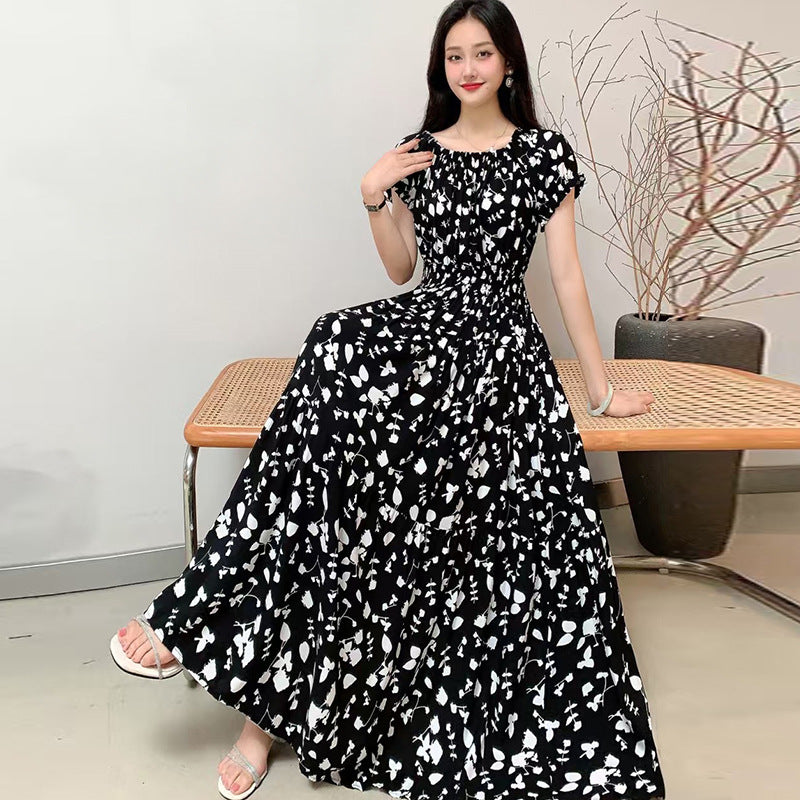 Prairie Dream Dress: Tiered Cotton Maxi - Cold Shoulder & Smocked Waist