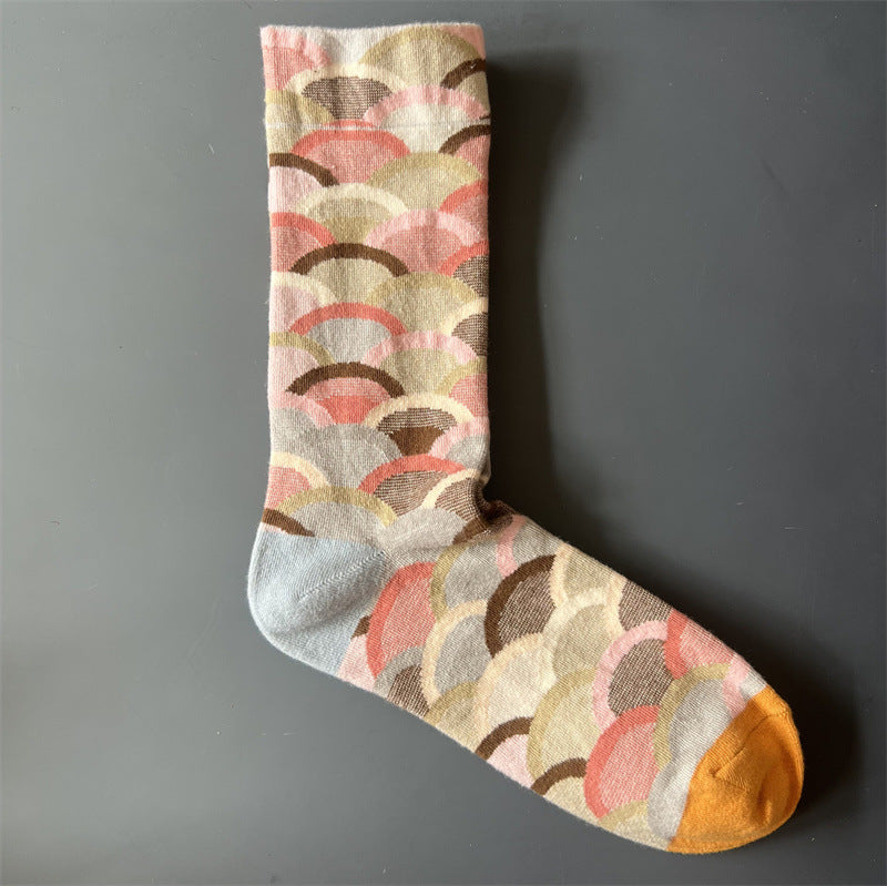 New Product Mid Calf Socks Women Oil Painting Socks Niche Fun Literary and Artistic Color Socks