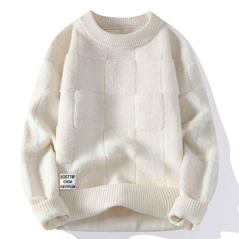 New Men's Pullover Knitted Sweater Autumn and Winter Crew Neck Men's Warm Pullover Sweater
