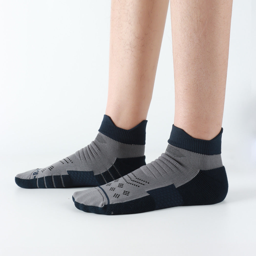 Socks Men's Summer COOLMAX Running Socks Antibacterial Sweat-absorbing Non-slip Breathable Short Tube Pressure Socks Towel Bottom Sports Socks