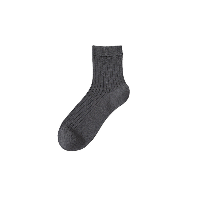 Men's Mulberry Silk Medium Tube Socks Boneless Solid Color Casual Business Socks Spring and Summer Light and Breathable Medium Tube Socks