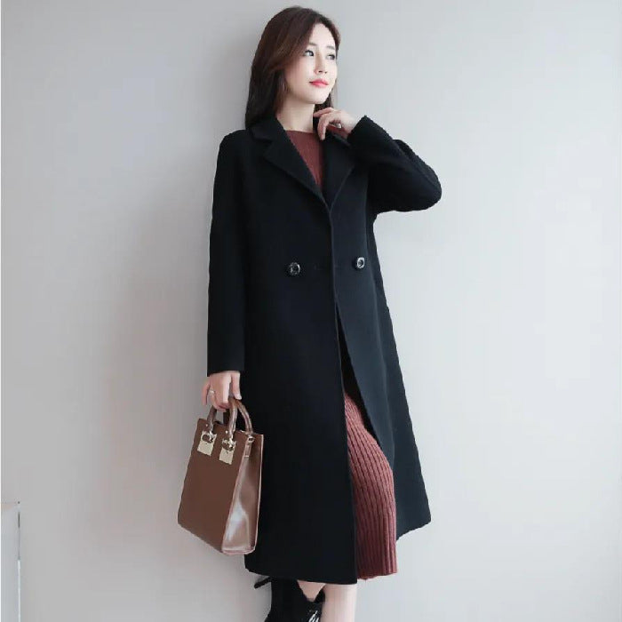 New Woolen Coat Women's New Autumn and Winter Medium and Long Large Size Woolen Loose Coat Trend