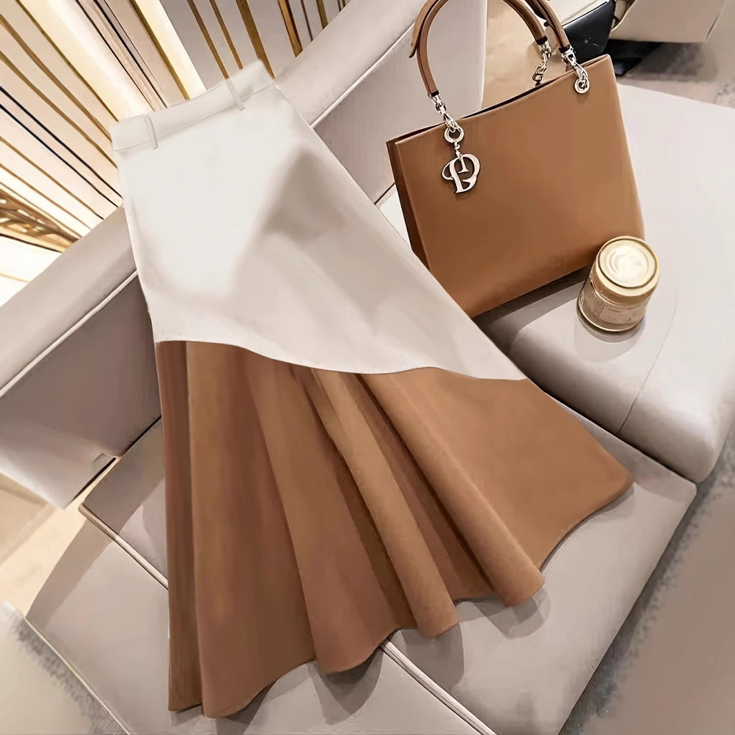 Women’s Contrast-Trim Midi Skirt: All-Season Versatile Work & Weekend Staple