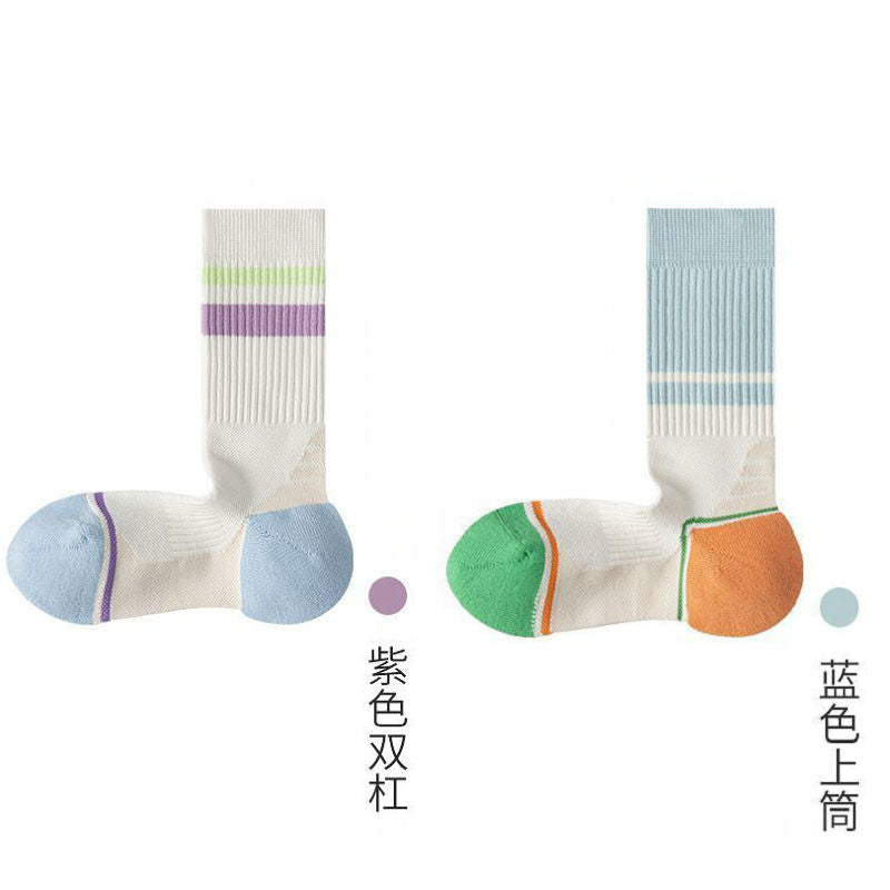 Professional Sports Socks Women's Medium Tube Socks Spring and Autumn Stockings Running Cycling Tennis Outdoor Autumn and Winter Towel Bottom Socks Women
